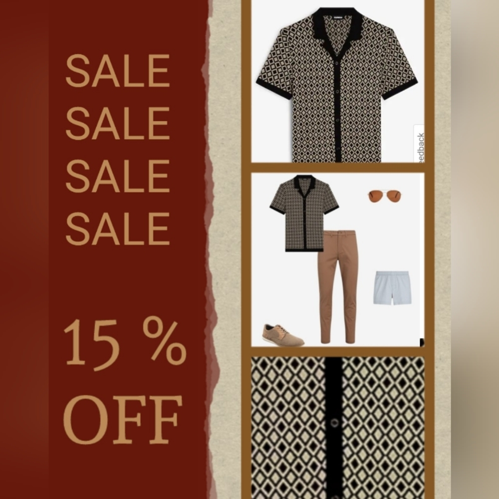 Express Men Diamond Geo Cotton Short Sleeve Sweater Polo